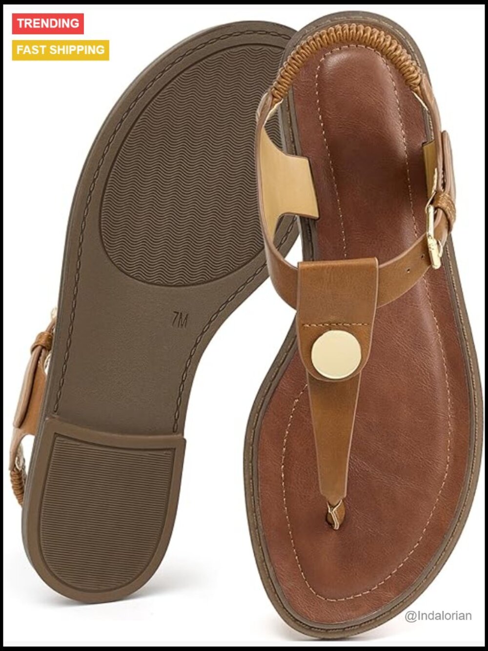 T-Strap Adjustable Flat Sandals, Dressy Summer Walking Thong Flats